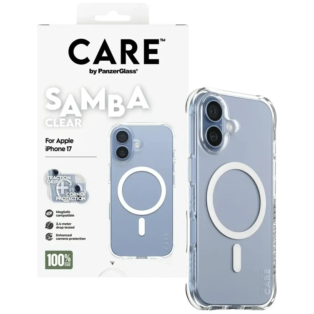 Etui CARE by PanzerGlass Fashionable Samba w. White MagSafe do Apple iPhone 17 przezroczysty