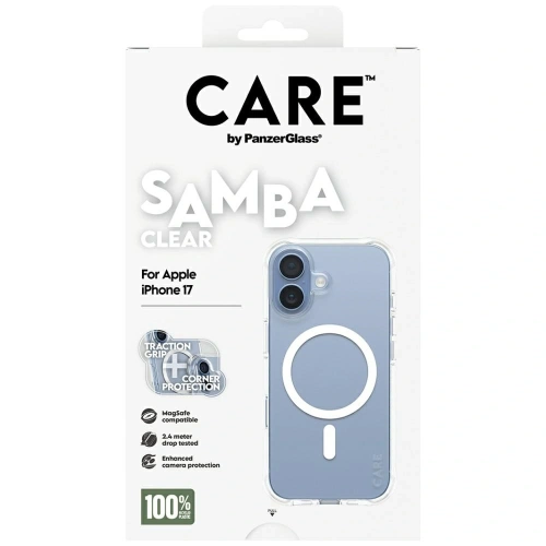 Etui CARE by PanzerGlass Fashionable Samba w. White MagSafe do Apple iPhone 17 przezroczysty