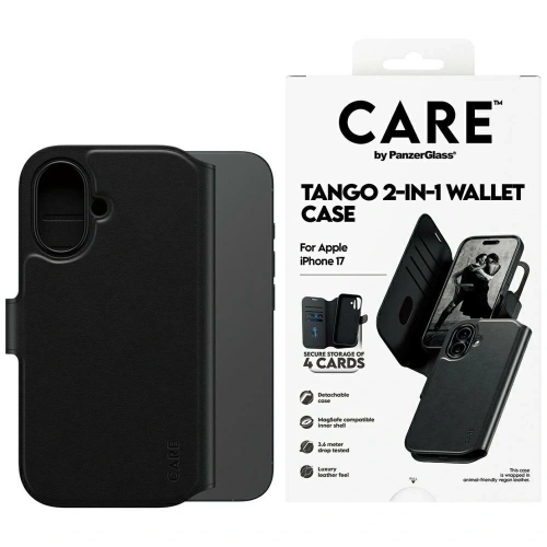 Etui CARE by PanzerGlass Feature Tango 2w1 Wallet Case MagSafe do Apple iPhone 17 czarny