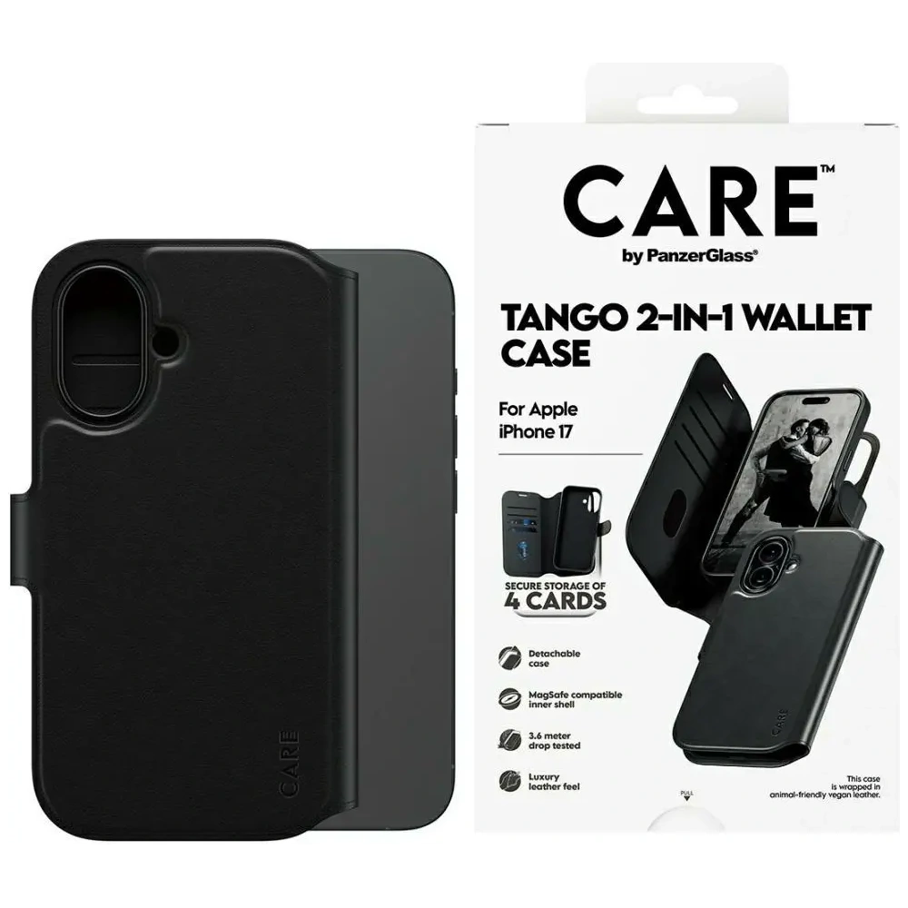 Etui CARE by PanzerGlass Feature Tango 2w1 Wallet Case MagSafe do Apple iPhone 17 czarny