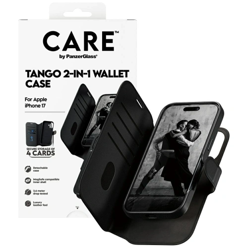 Etui CARE by PanzerGlass Feature Tango 2w1 Wallet Case MagSafe do Apple iPhone 17 czarny
