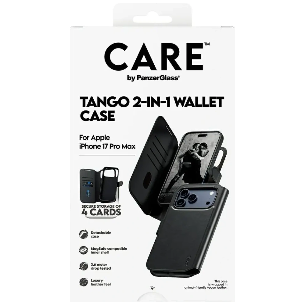 Etui CARE by PanzerGlass Feature Tango 2w1 Wallet Case MagSafe do Apple iPhone 17 Pro Max czarny