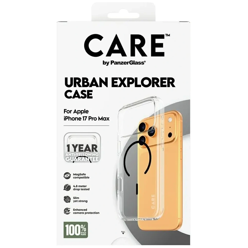 Etui CARE by PanzerGlass Flagship Urban Explorer w. Black MagSafe do Apple iPhone 17 Pro Max przezroczysty