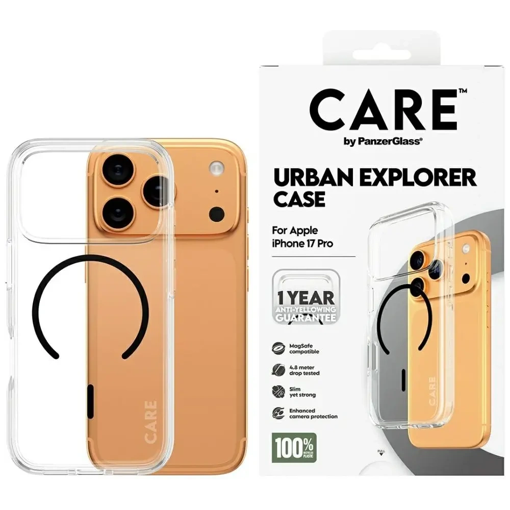 Etui CARE by PanzerGlass Flagship Urban Explorer w. Black MagSafe do Apple iPhone 17 Pro przezroczysty