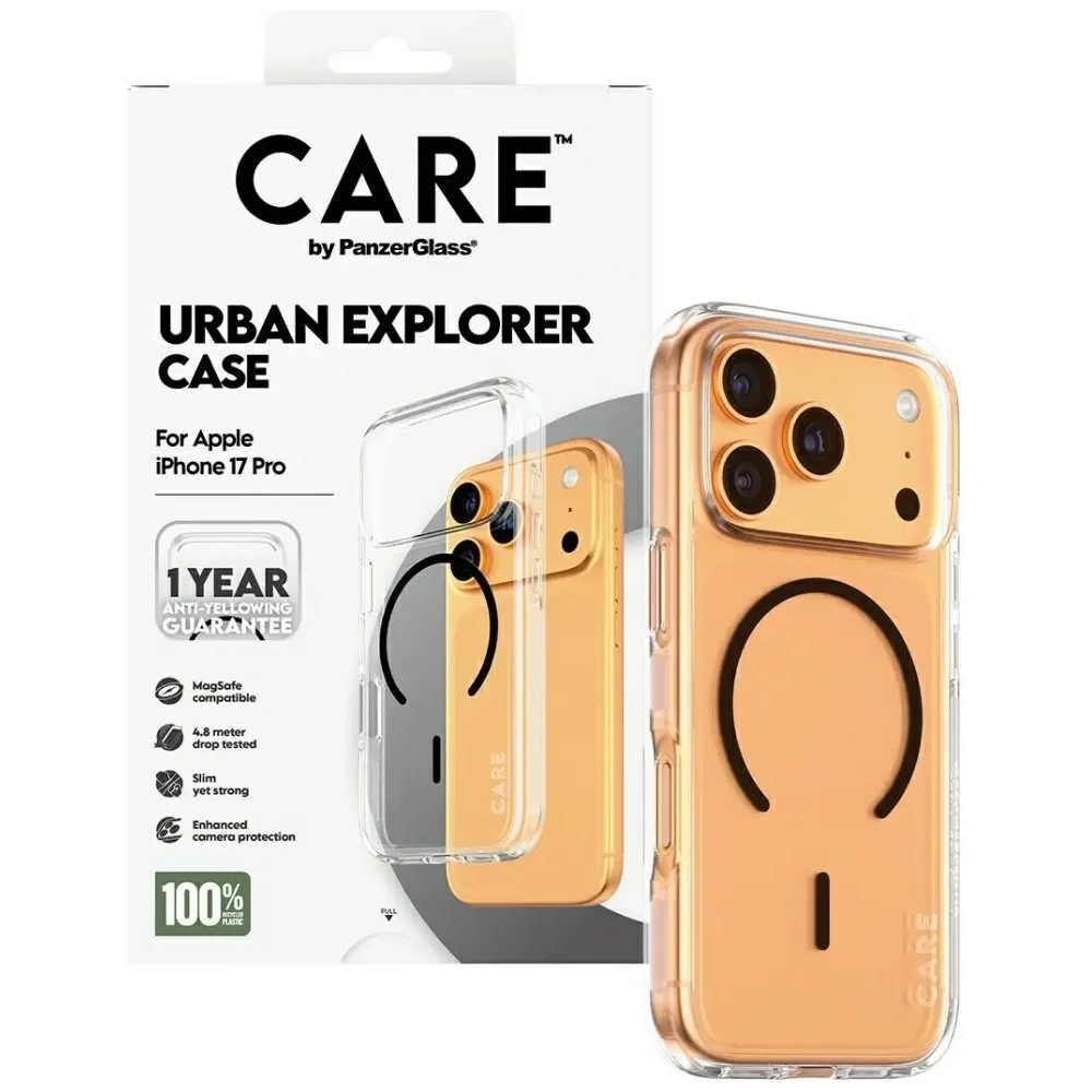 Etui CARE by PanzerGlass Flagship Urban Explorer w. Black MagSafe do Apple iPhone 17 Pro przezroczysty