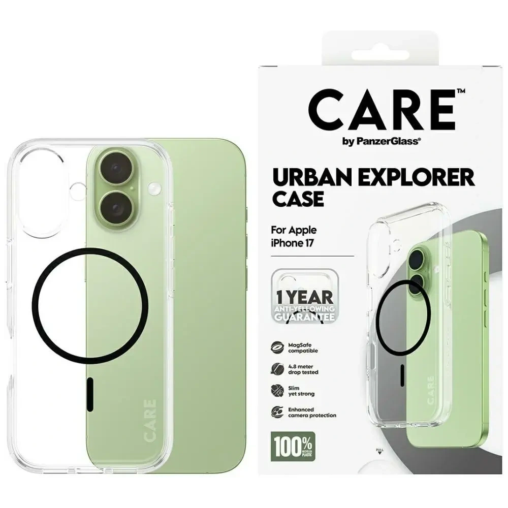Etui CARE by PanzerGlass Flagship Urban Explorer w. Black MagSafe do Apple iPhone 17 przezroczysty