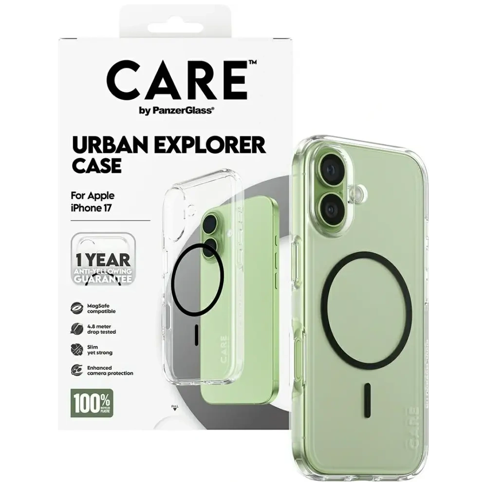 Etui CARE by PanzerGlass Flagship Urban Explorer w. Black MagSafe do Apple iPhone 17 przezroczysty