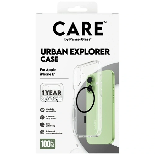 Etui CARE by PanzerGlass Flagship Urban Explorer w. Black MagSafe do Apple iPhone 17 przezroczysty