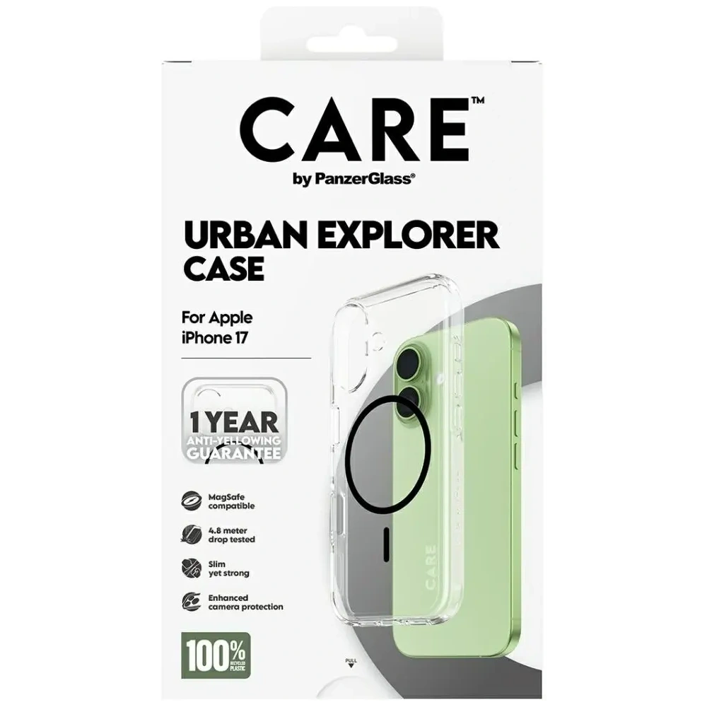 Etui CARE by PanzerGlass Flagship Urban Explorer w. Black MagSafe do Apple iPhone 17 przezroczysty