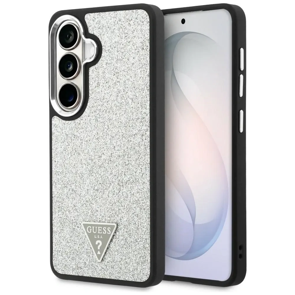 Etui Guess Fixed Glitter Triangle MagSafe do Samsung Galaxy S26 srebrny