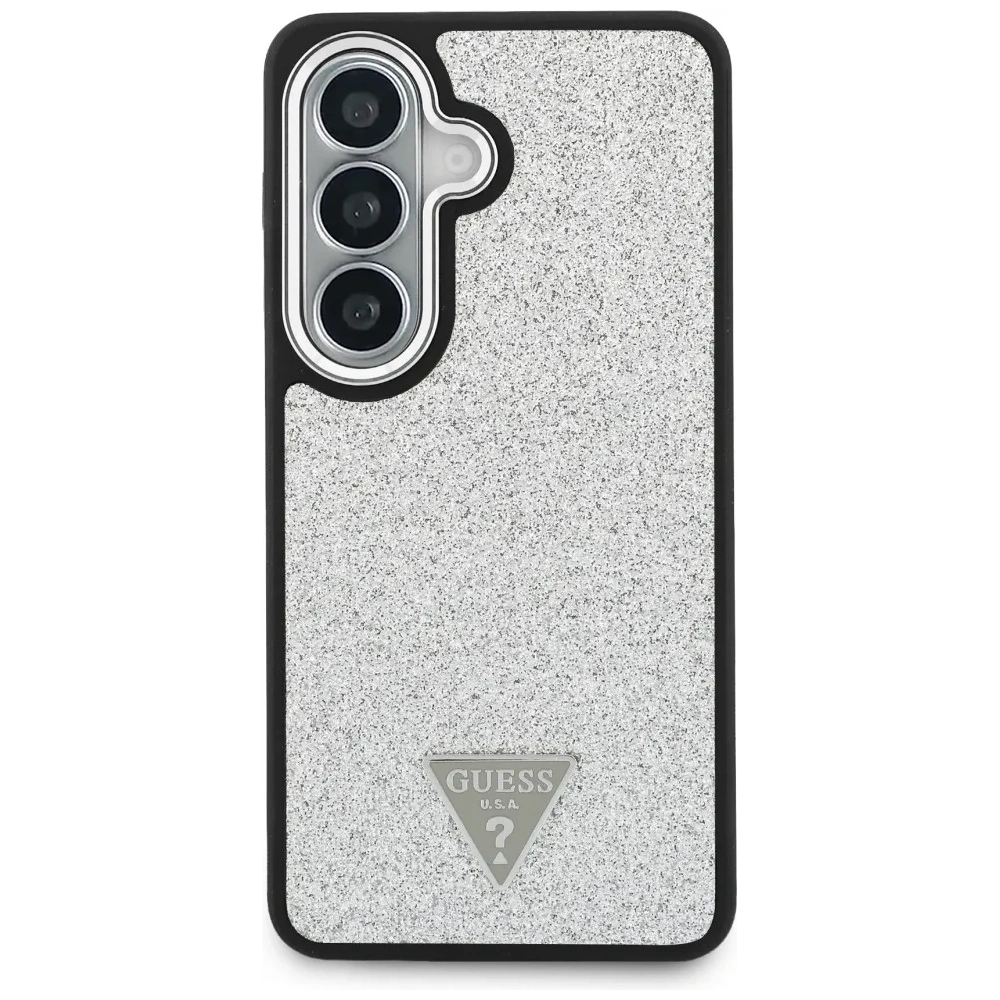 Etui Guess Fixed Glitter Triangle MagSafe do Samsung Galaxy S26 srebrny