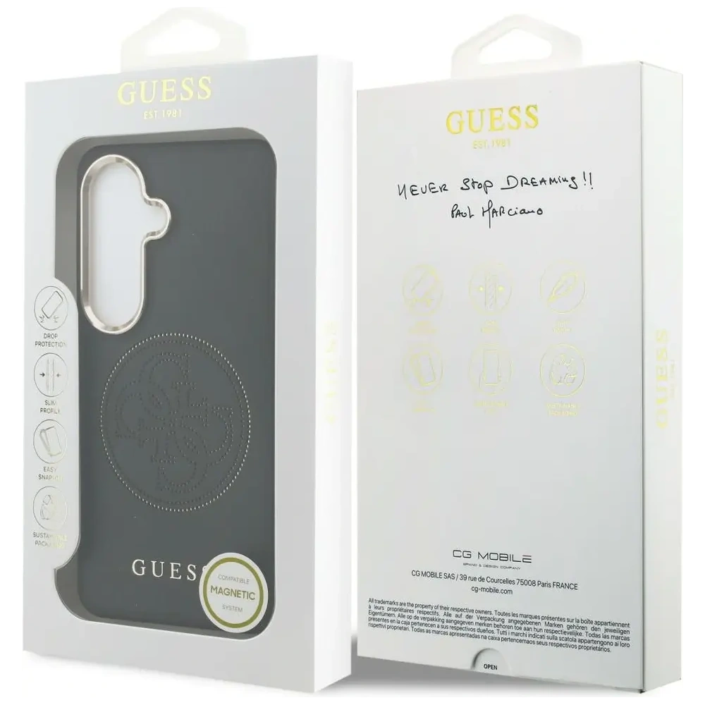 Etui Guess Perforated Logo MagSafe do Samsung Galaxy S26 czarny