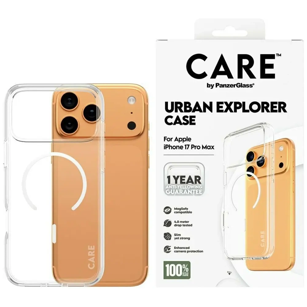 Etui CARE by PanzerGlass Flagship Urban Explorer w. White MagSafe do Apple iPhone 17 Pro Max przezroczysty