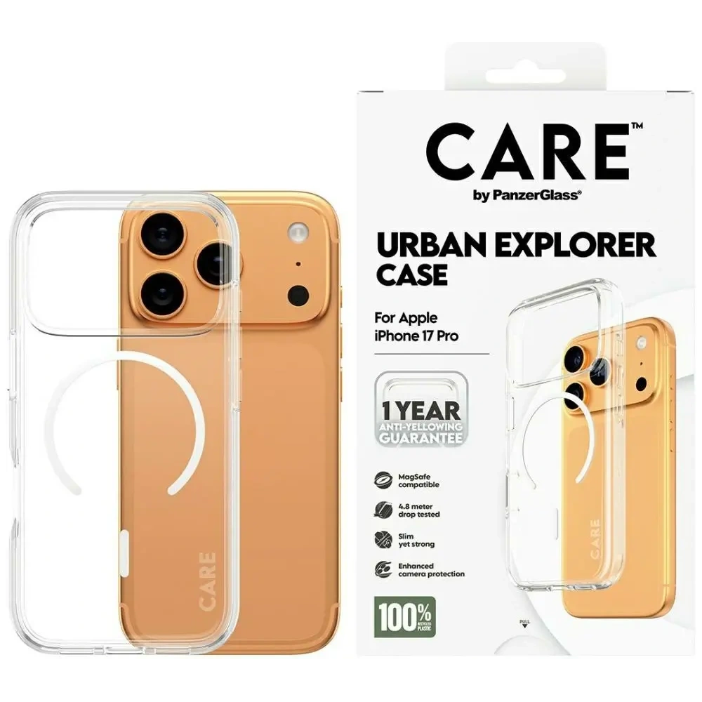 Etui CARE by PanzerGlass Flagship Urban Explorer w. White MagSafe do Apple iPhone 17 Pro przezroczysty