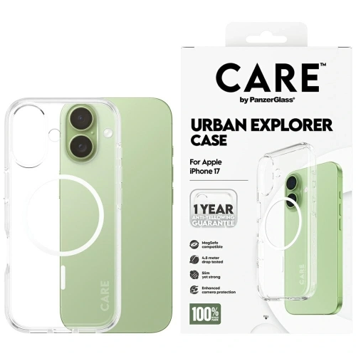 Etui CARE by PanzerGlass Flagship Urban Explorer w. White MagSafe do Apple iPhone 17 przezroczysty