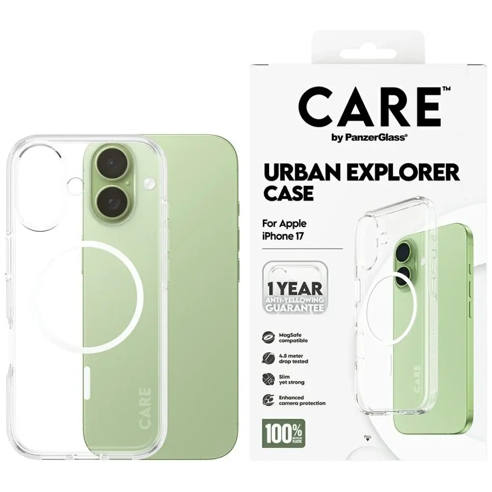 Etui CARE by PanzerGlass Flagship Urban Explorer w. White MagSafe do Apple iPhone 17 przezroczysty