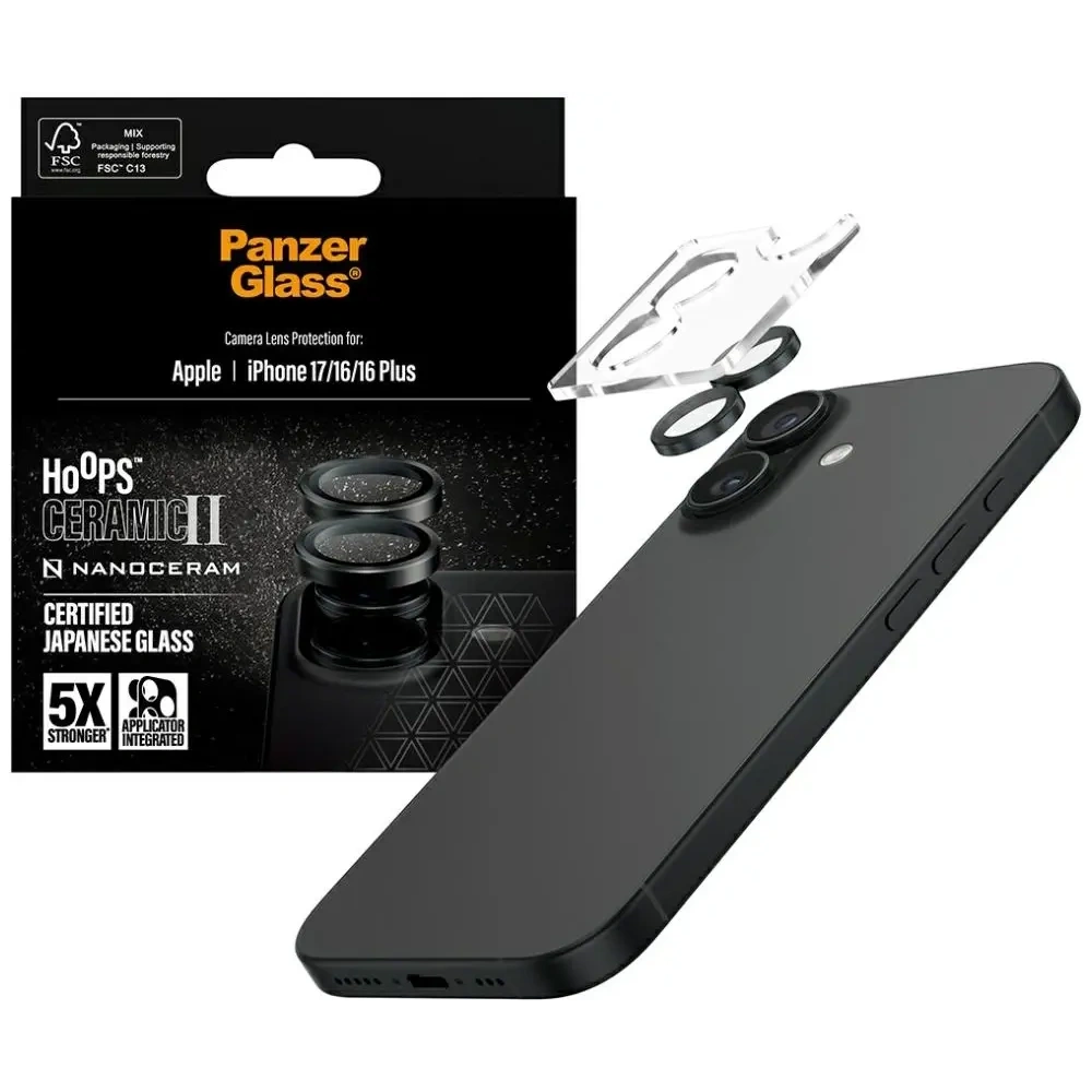 Szkło ceramiczne na obiektyw PanzerGlass Hoops Ceramic II do Apple iPhone 17 / 16 / 16 Plus