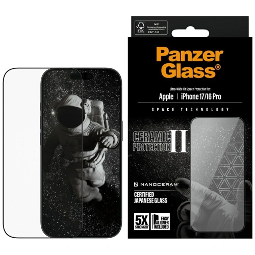 Szkło ceramiczne PanzerGlass Ceramic II Ultra-Wide Fit EasyAligner do Apple iPhone 17 / 16 Pro
