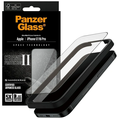 Szkło ceramiczne PanzerGlass Ceramic II Ultra-Wide Fit EasyAligner do Apple iPhone 17 / 16 Pro