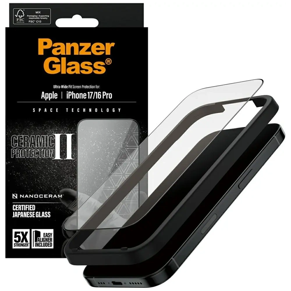Szkło ceramiczne PanzerGlass Ceramic II Ultra-Wide Fit EasyAligner do Apple iPhone 17 / 16 Pro