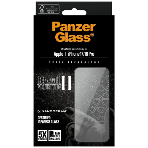 Szkło ceramiczne PanzerGlass Ceramic II Ultra-Wide Fit EasyAligner do Apple iPhone 17 / 16 Pro