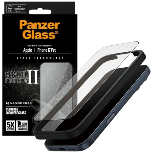 Szkło ceramiczne PanzerGlass Ceramic II Ultra-Wide Fit EasyAligner do Apple iPhone 17 Pro