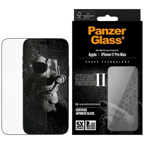 Szkło ceramiczne PanzerGlass Ceramic II Ultra-Wide Fit EasyAligner do Apple iPhone 17 Pro Max