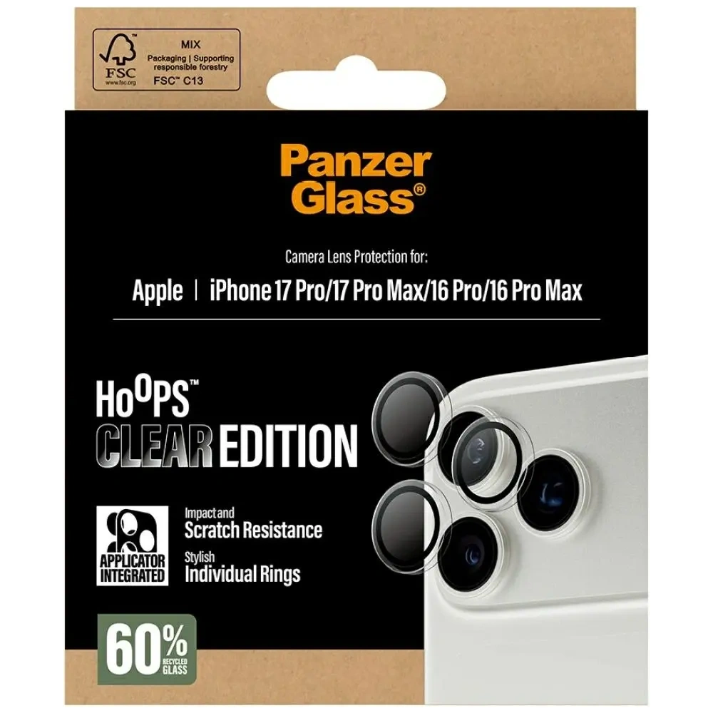 Szkło hartowane na obiektyw PanzerGlass Hoops do Apple iPhone 17 Pro / 17 Pro Max / 16 Pro / 16 Pro Max