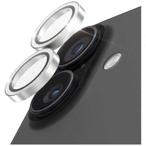 Szkło hartowane na obiektyw PanzerGlass Hoops Glitter do Apple iPhone 17 / 16 / 16 Plus srebrny