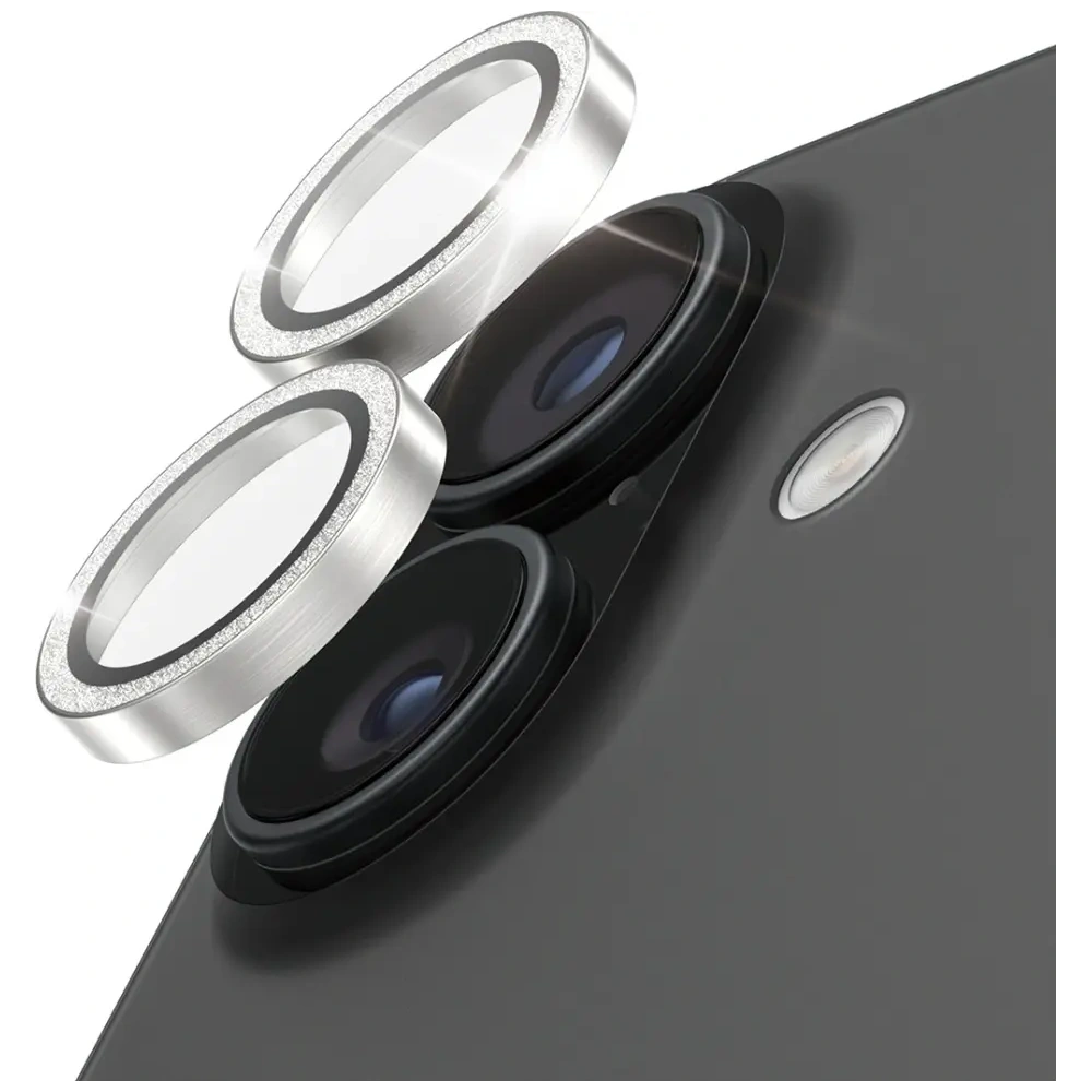 Szkło hartowane na obiektyw PanzerGlass Hoops Glitter do Apple iPhone 17 / 16 / 16 Plus srebrny