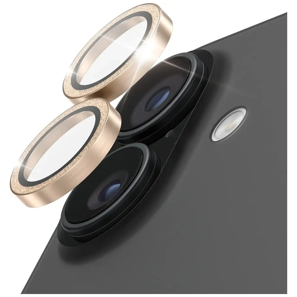 Szkło hartowane na obiektyw PanzerGlass Hoops Glitter do Apple iPhone 17 / 16 / 16 Plus złoty