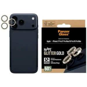 Szkło hartowane na obiektyw PanzerGlass Hoops Glitter do Apple iPhone 17 Pro / 17 Pro Max / 16 Pro / 16 Pro Max złoty