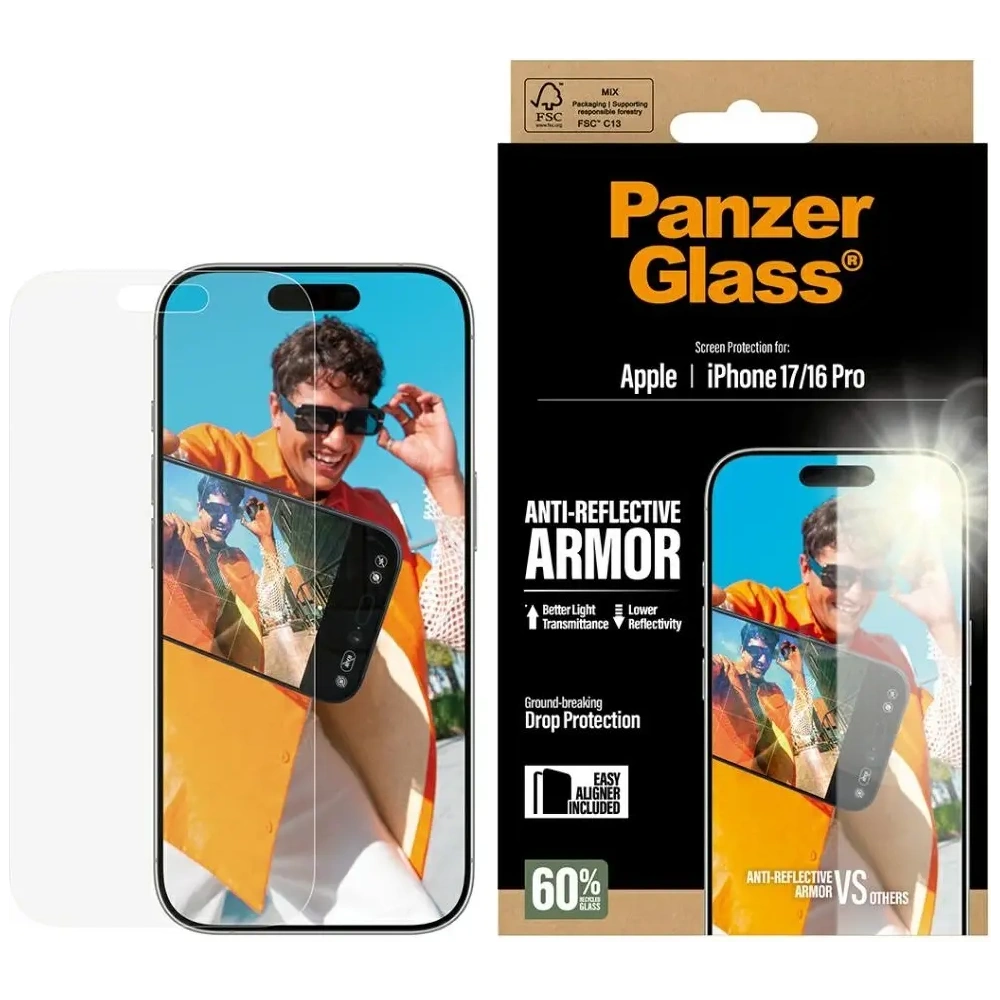 Szkło hartowane PanzerGlass Armor Anti-Reflective EasyAligner do Apple iPhone 17 / 16 Pro