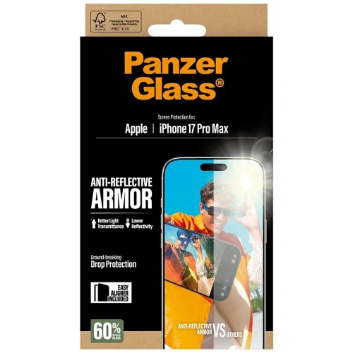 Szkło hartowane PanzerGlass Armor Anti-Reflective EasyAligner do Apple iPhone 17 Pro Max