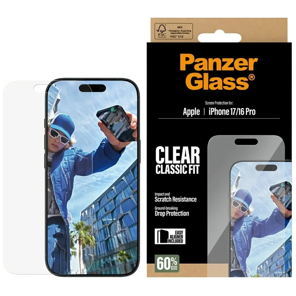 Szkło hartowane PanzerGlass Classic Fit EasyAligner do Apple iPhone 17 / 16 Pro