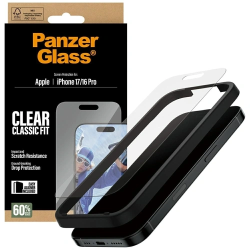 Szkło hartowane PanzerGlass Classic Fit EasyAligner do Apple iPhone 17 / 16 Pro