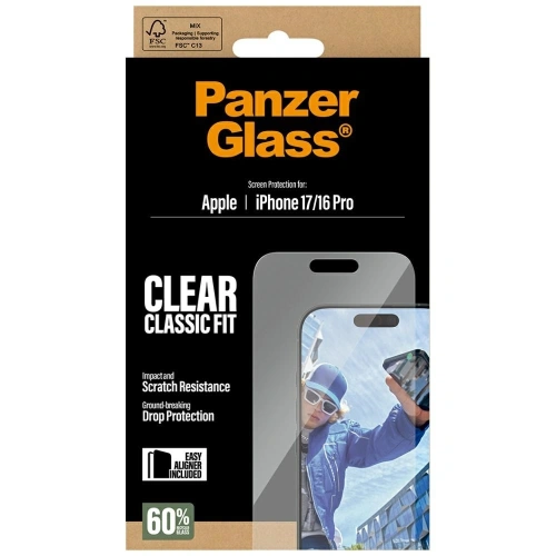 Szkło hartowane PanzerGlass Classic Fit EasyAligner do Apple iPhone 17 / 16 Pro