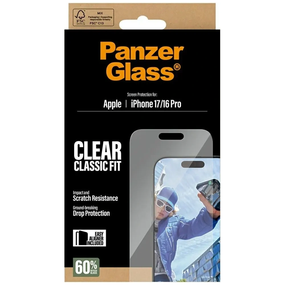 Szkło hartowane PanzerGlass Classic Fit EasyAligner do Apple iPhone 17 / 16 Pro