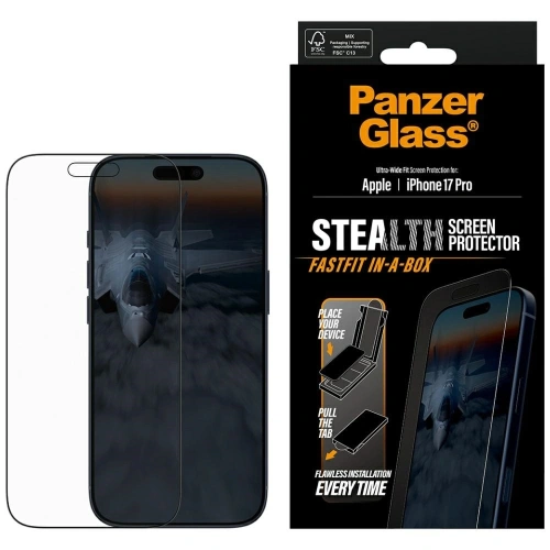 Szkło hartowane PanzerGlass Stealth Ultra-Wide Fit Fastfit do Apple iPhone 17 Pro