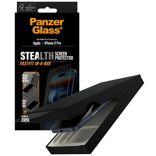 Szkło hartowane PanzerGlass Stealth Ultra-Wide Fit Fastfit do Apple iPhone 17 Pro