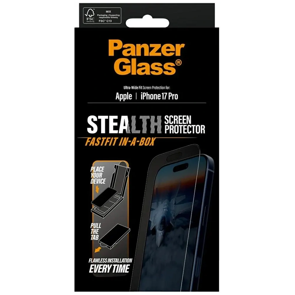 Szkło hartowane PanzerGlass Stealth Ultra-Wide Fit Fastfit do Apple iPhone 17 Pro