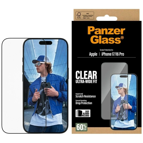 Szkło hartowane PanzerGlass Ultra-Wide Fit EasyAligner do Apple iPhone 17 / 16 Pro