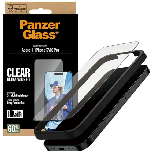 Szkło hartowane PanzerGlass Ultra-Wide Fit EasyAligner do Apple iPhone 17 / 16 Pro