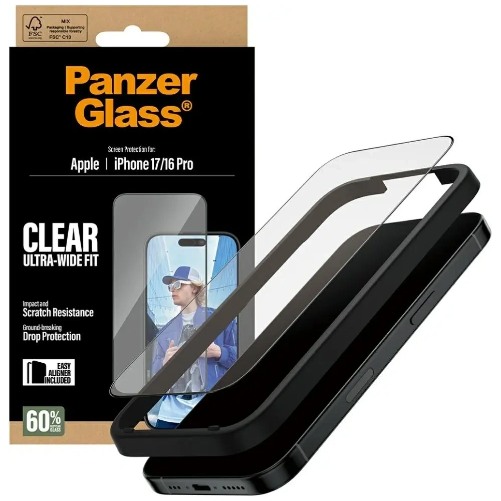 Szkło hartowane PanzerGlass Ultra-Wide Fit EasyAligner do Apple iPhone 17 / 16 Pro