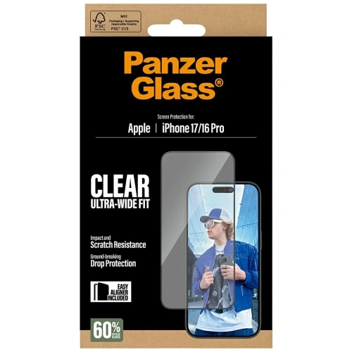 Szkło hartowane PanzerGlass Ultra-Wide Fit EasyAligner do Apple iPhone 17 / 16 Pro