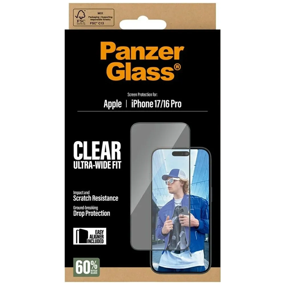 Szkło hartowane PanzerGlass Ultra-Wide Fit EasyAligner do Apple iPhone 17 / 16 Pro