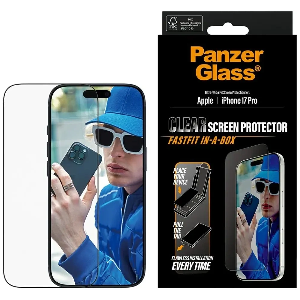 Szkło hartowane PanzerGlass Ultra-Wide Fit Fastfit do Apple iPhone 17 Pro
