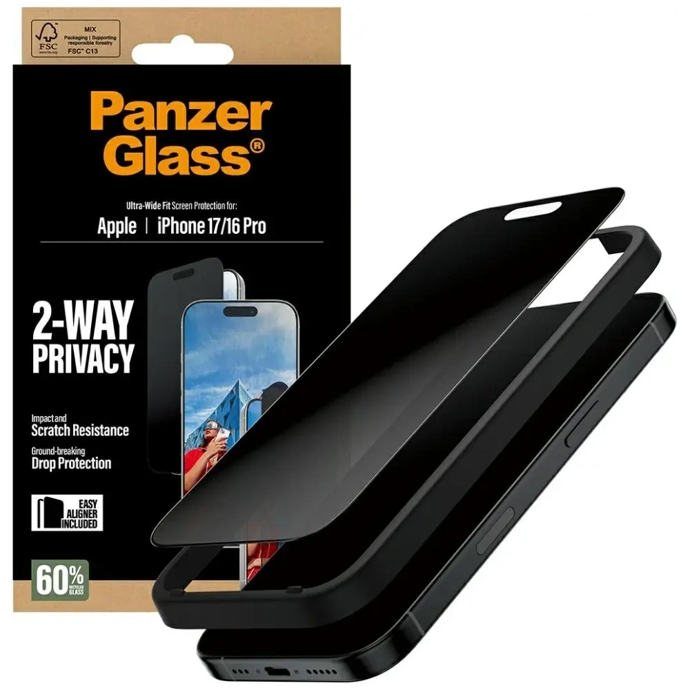Szkło prywatyzujące PanzerGlass Ultra-Wide Fit EasyAligner do Apple iPhone 17 / 16 Pro