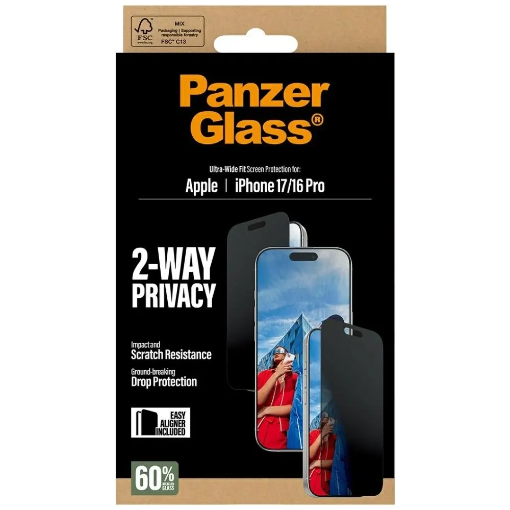 Szkło prywatyzujące PanzerGlass Ultra-Wide Fit EasyAligner do Apple iPhone 17 / 16 Pro