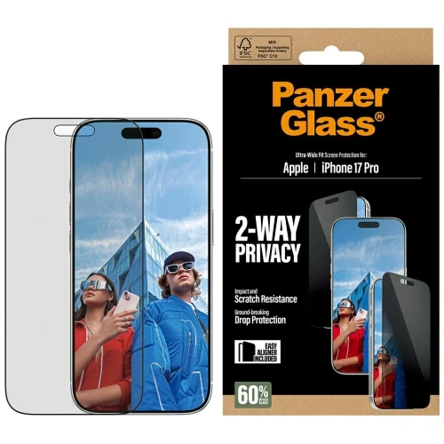 Szkło prywatyzujące PanzerGlass Ultra-Wide Fit EasyAligner do Apple iPhone 17 Pro